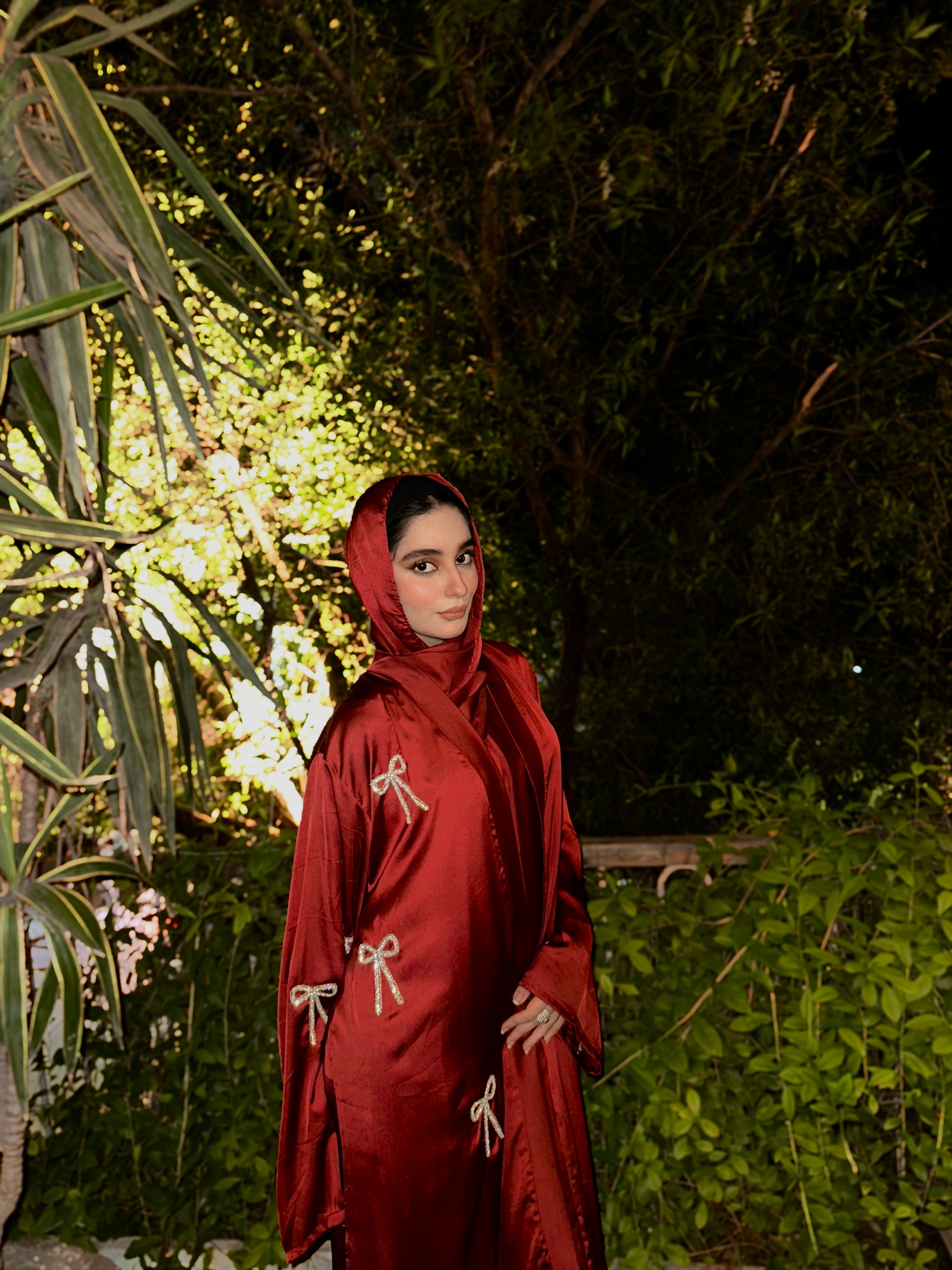 Red bow Abaya