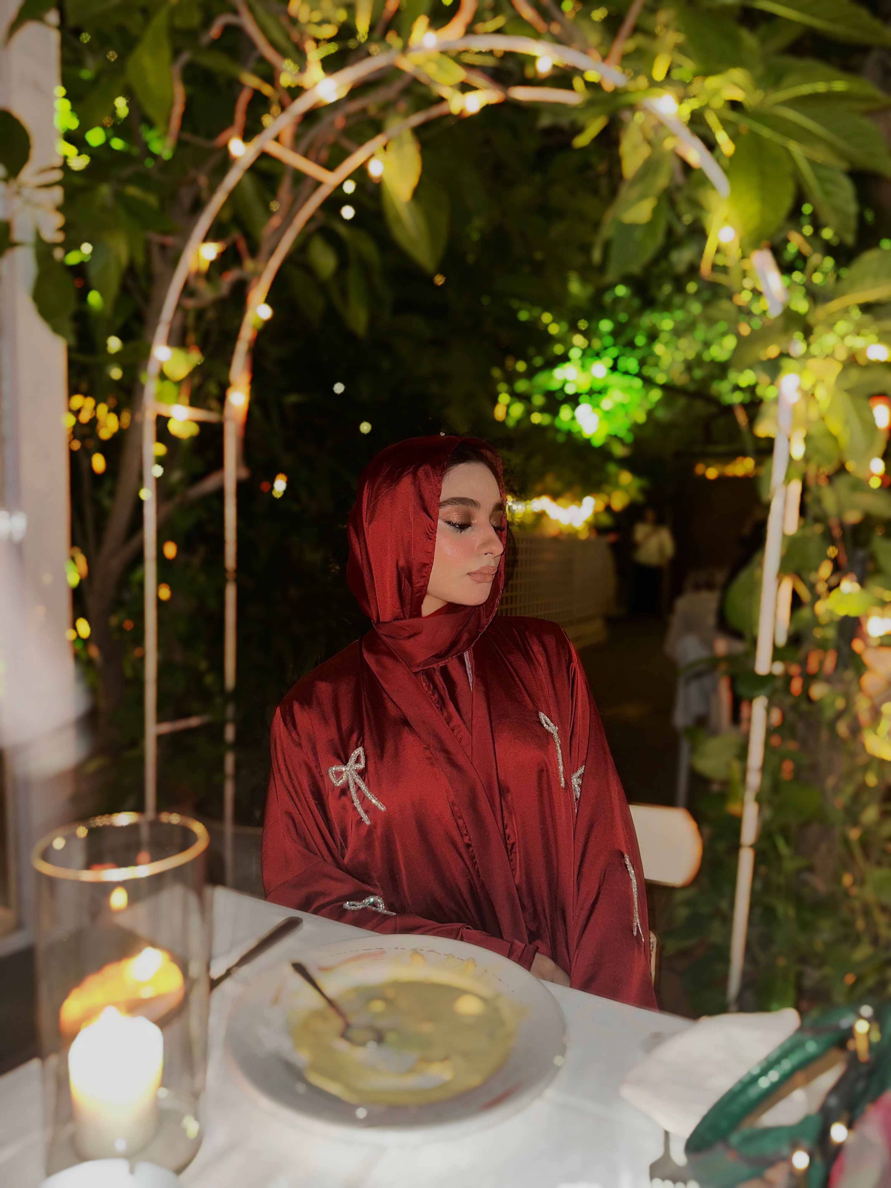 Red bow Abaya
